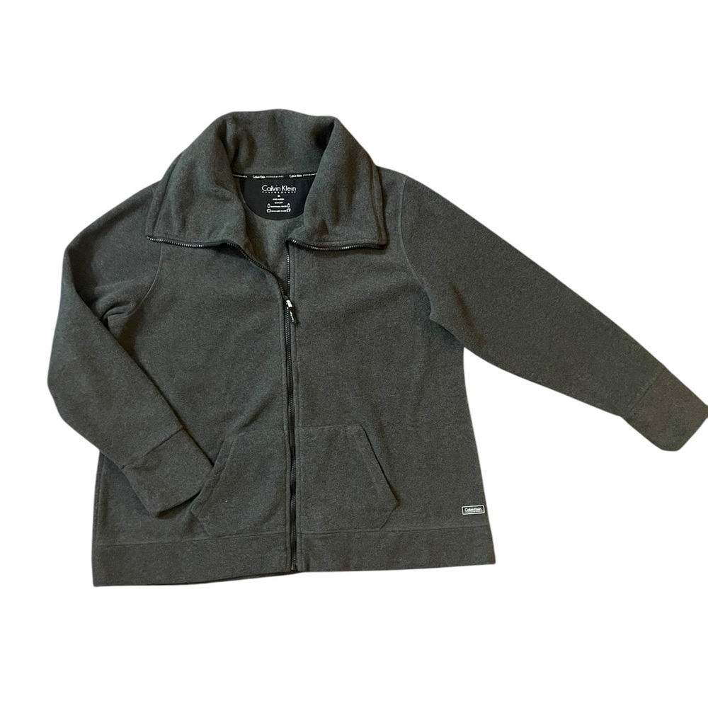 Calvin Klein Performance Gray Full-Zip Fleece Jacket Mens Size 2XL